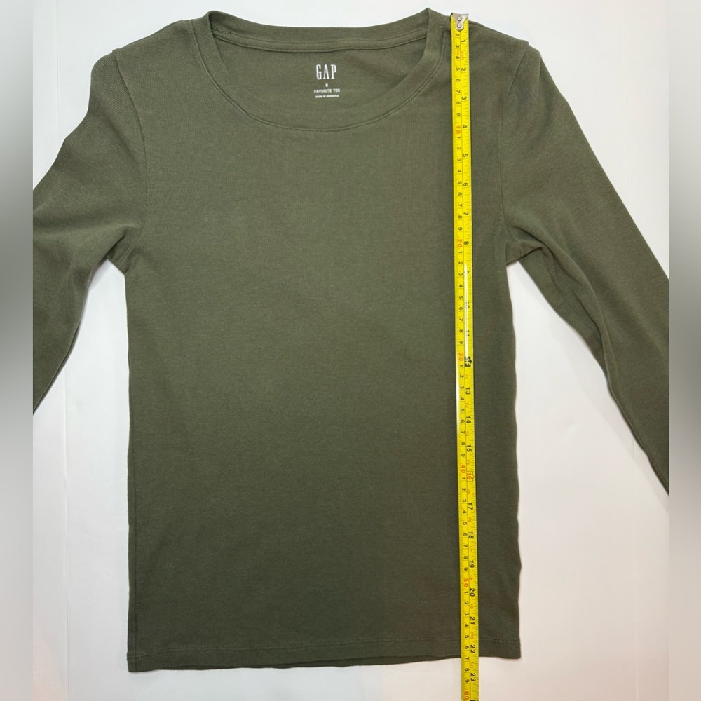 GAP Long Sleeved Favorite Crewneck T-Shirt Olive Night Green Size S - Picture 4 of 11